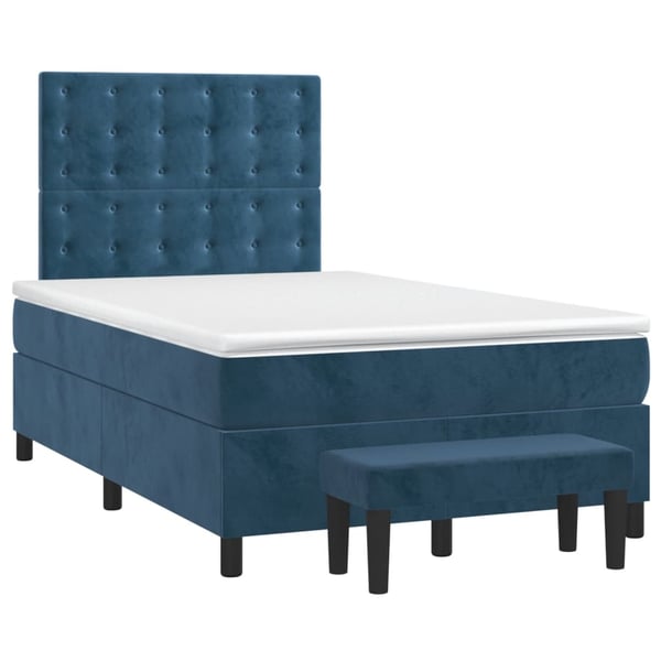 vidaXL kontinentalseng med madras 120x190 cm velour mørkeblå