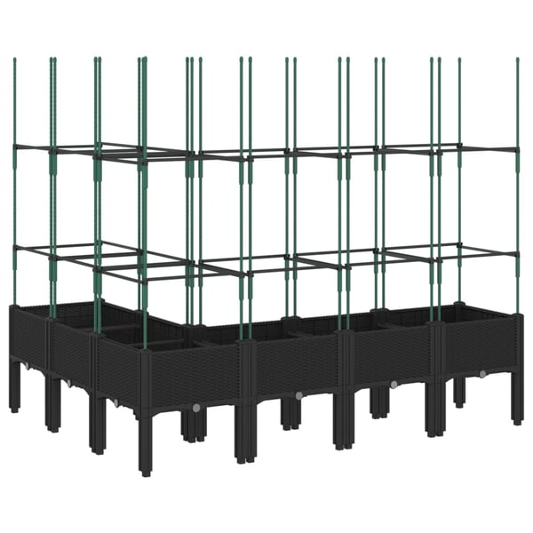 vidaXL Plantekasse med espalier svart 160x120x142,5 cm PP