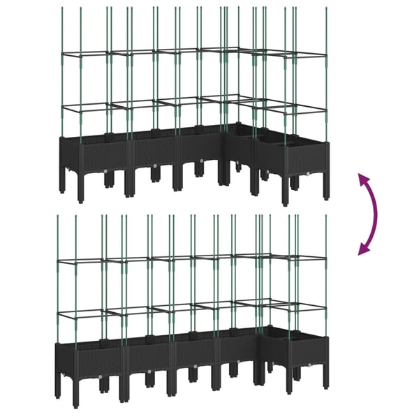 vidaXL Plantekasse med espalier svart 160x120x142,5 cm PP