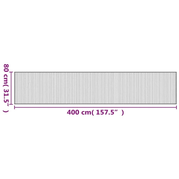 vidaXL Matto suorakaide musta 80x400 cm bambu
