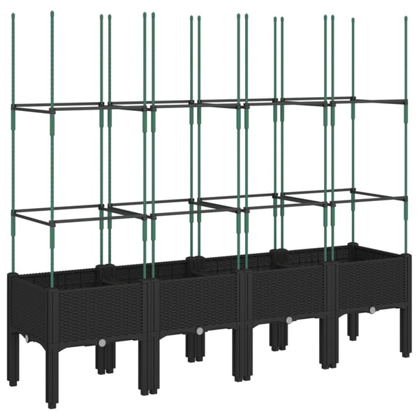 vidaXL Plantekasse med espalier svart 160x40x142,5 cm PP