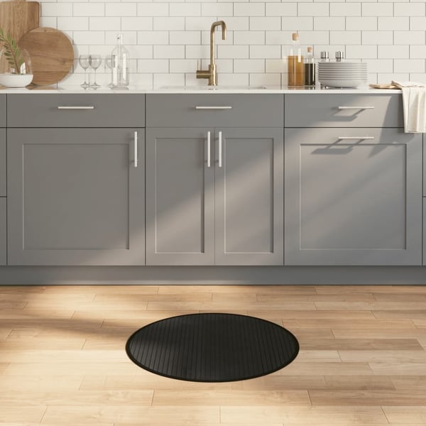 vidaXL Teppe rund svart 60 cm bambus