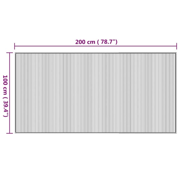vidaXL Matto suorakaide luonnollinen 100x200 cm bambu