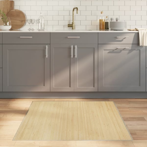 vidaXL Teppe firkantet lys naturell 100x100 cm bambus