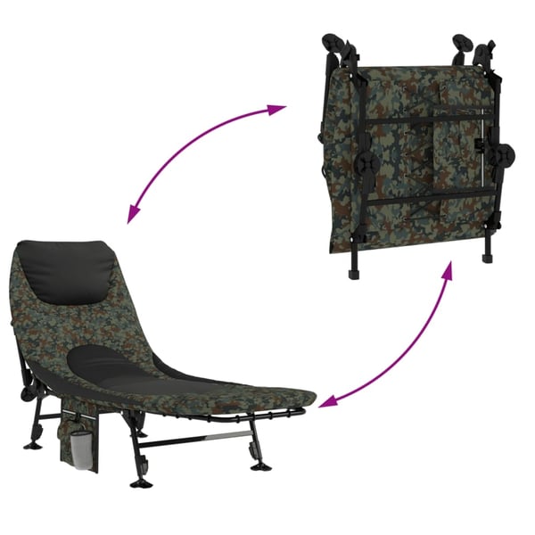 vidaXL fiskestol med justerbare fødder foldbar camouflage