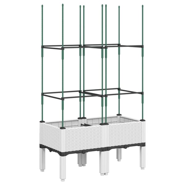 vidaXL Plantekasse med espalier hvit 80x40x142,5 cm PP