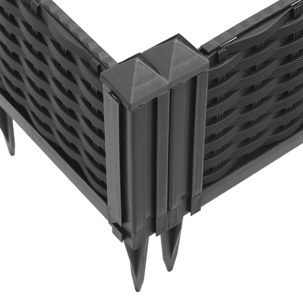 vidaXL plantekasse med spyd 362,5x42,5x28,5 cm PP sort