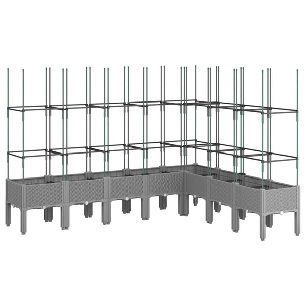 vidaXL Plantekasse med espalier lysegrå 200x160x142,5 cm PP