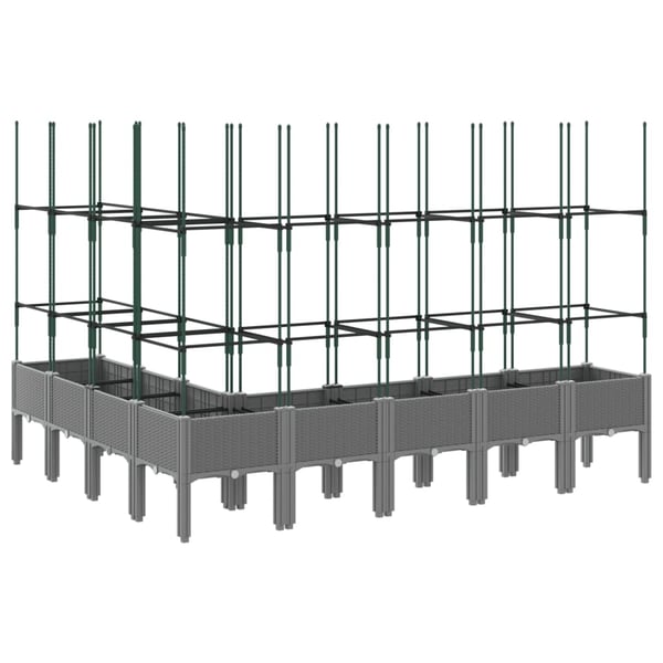 vidaXL Plantekasse med espalier lysegrå 200x160x142,5 cm PP