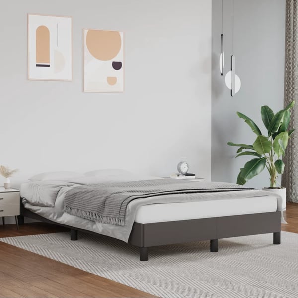 vidaXL sängram utan madrass grå 120x190 cm konstläder