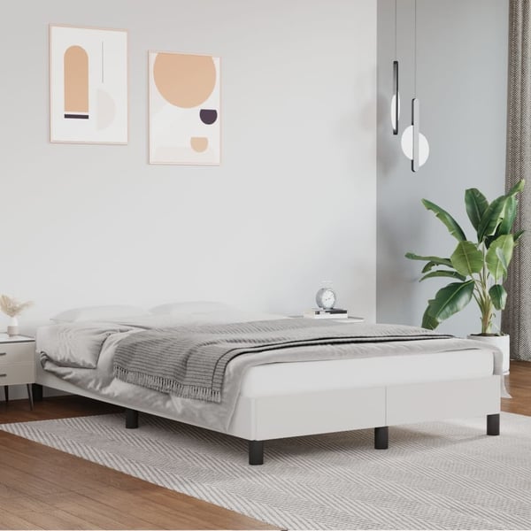 vidaXL sengeramme uden madras 120x190 cm kunstlæder enkeltseng hvid