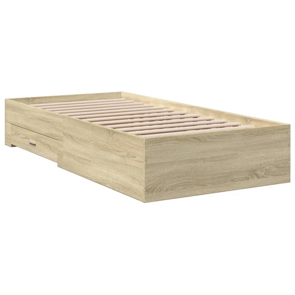 vidaXL Sengeramme med skuffer sonoma eik 75x190 cm konstruert tre