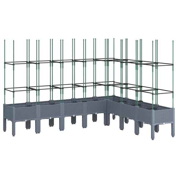 vidaXL Plantekasse med espalier blågrå 200x160x142,5 cm PP