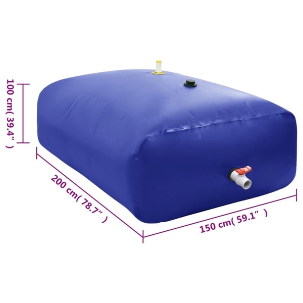 vidaXL Vanntank med kran sammenleggbar 3000 L PVC