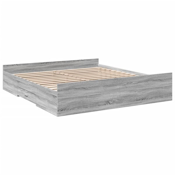 vidaXL sengeramme med skuffer 180x200 cm konstrueret træ grå sonoma-eg