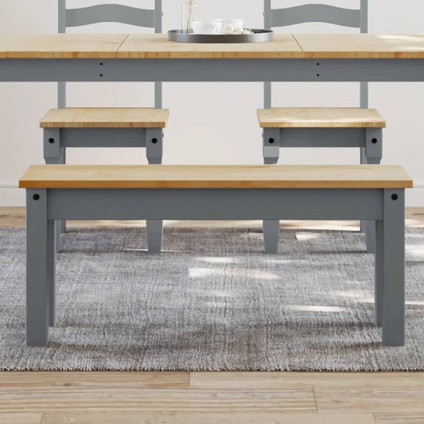 vidaXL Spisebenk PANAMA grå 105x30x45 cm heltre furu