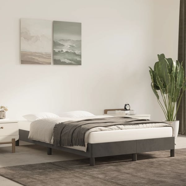 vidaXL sengeramme uden madras 120x190 cm fløjl enkeltseng mørkegrå