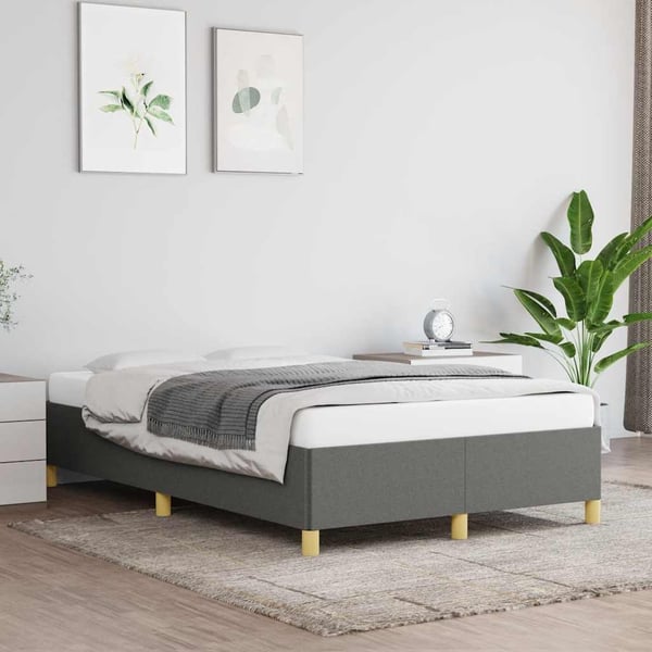 vidaXL sengeramme uden madras 120x190 cm stof enkeltseng Mørkegrå