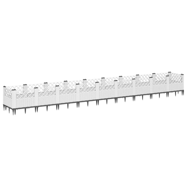 vidaXL Plantekasse med plugger hvit 363,5x43,5x43,5 cm PP