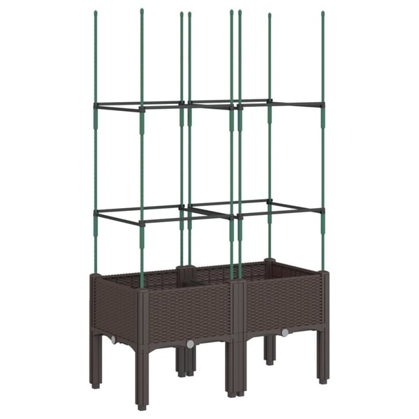 vidaXL Plantekasse med espalier brun 80x40x142,5 cm PP