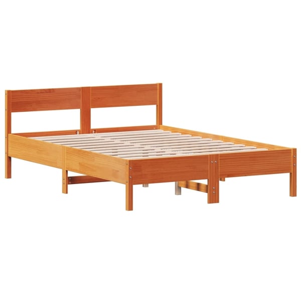 vidaXL Sengeramme uten madrass voksbrun 120x200 cm heltre furu