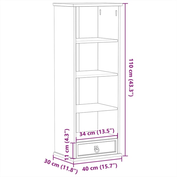 vidaXL CD-hylle Corona 40x30x110 cm heltre furu