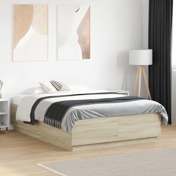 vidaXL Sengeramme sonoma eik 120x190 cm konstruert tre