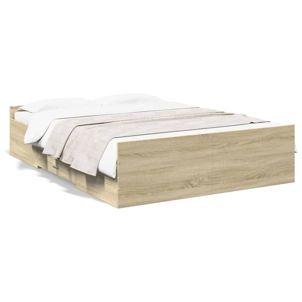 vidaXL Sengeramme med skuffer sonoma eik 120x190 cm konstruert tre