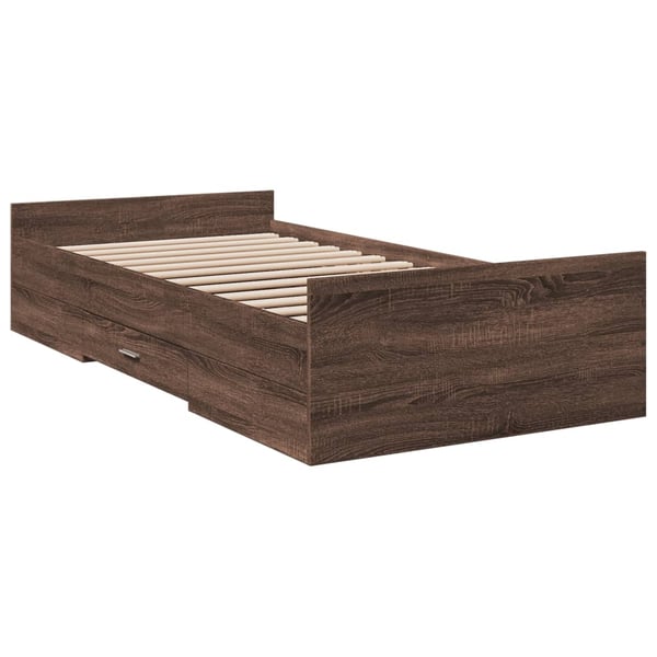vidaXL Sengeramme med skuffer brun eik 100x200 cm konstruert tre