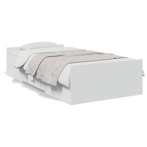 vidaXL Sengeramme med skuffer hvit 90x190 cm konstruert tre