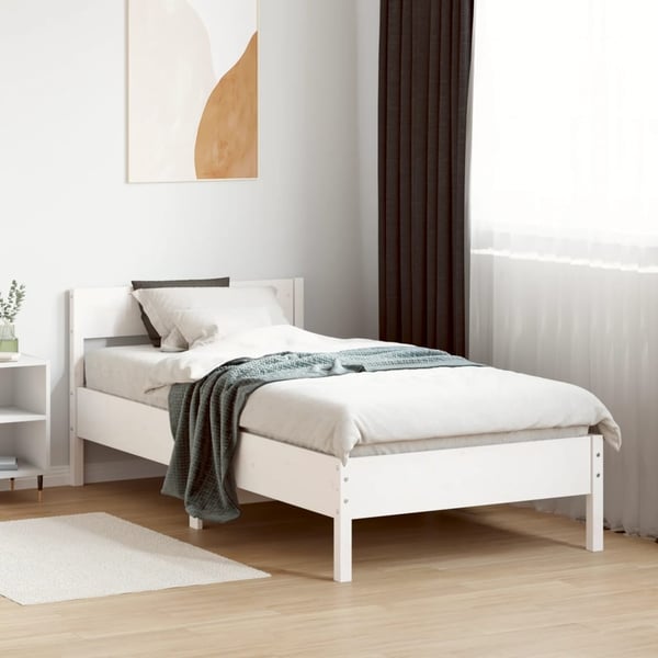 vidaXL Sengeramme uten madrass hvit 100x200 cm heltre furu