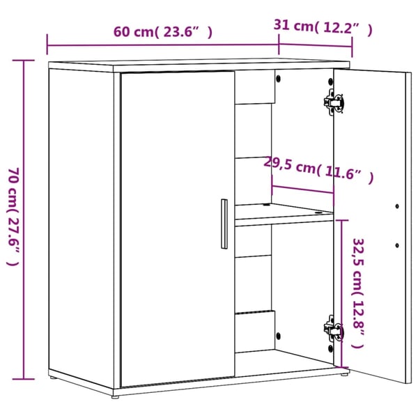 vidaXL skænk 60x31x70 cm konstrueret træ sonoma-eg