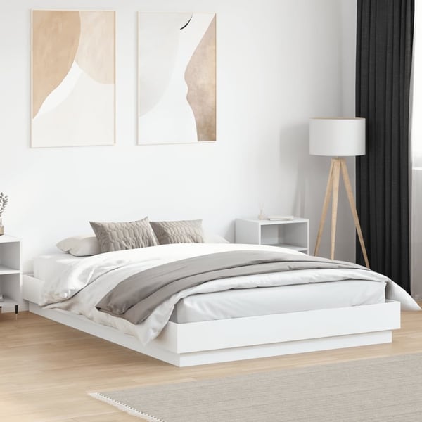 vidaXL Sengeramme hvit 150x200 cm konstruert tre
