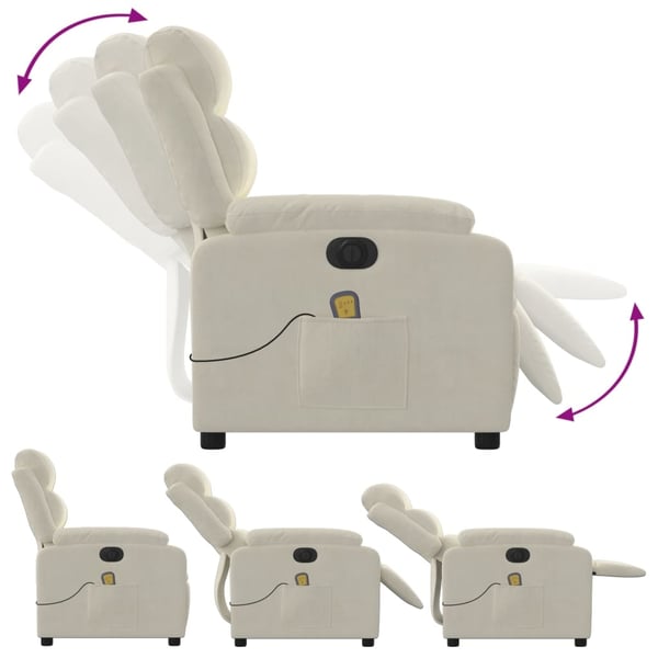 vidaXL Elektrisk massagefåtölj gräddvit sammet