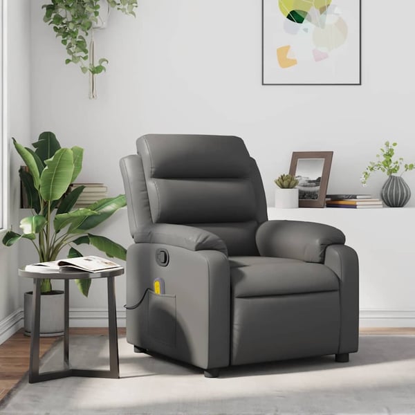 vidaXL Massagefåtölj grå konstläder