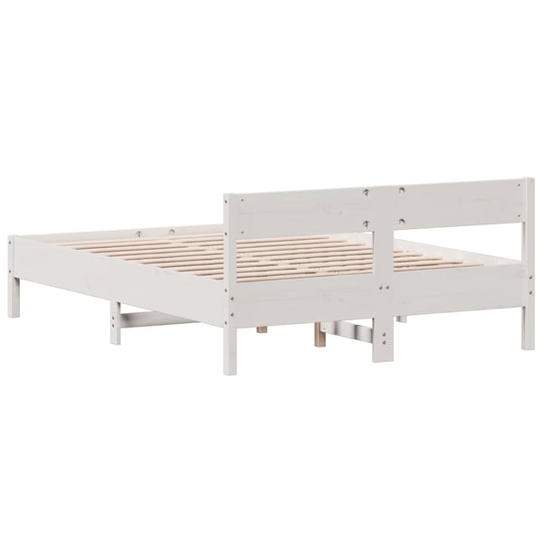vidaXL Sengeramme uten madrass hvit 135x190 cm heltre furu