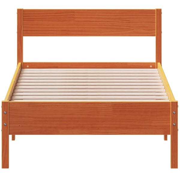 vidaXL Sengeramme uten madrass voksbrun 90x190 cm heltre furu