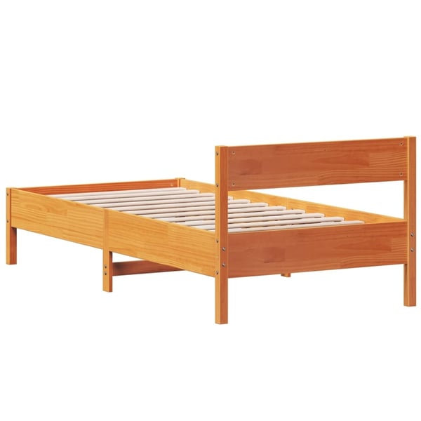 vidaXL sengeramme uden madras 100x200 cm massivt fyrretræ gyldenbrun