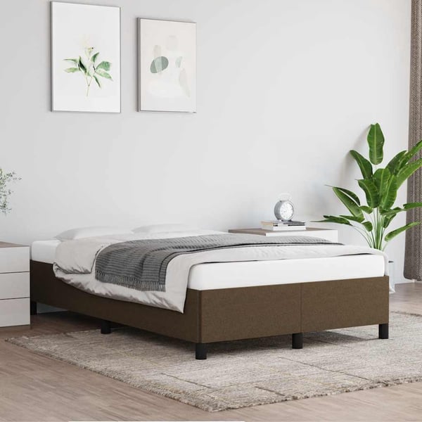 vidaXL sengeramme uden madras 120x190 cm stof mørkebrun