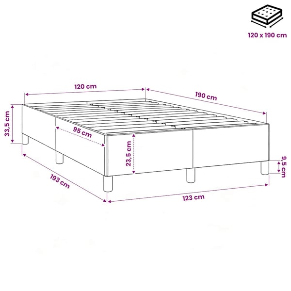 vidaXL sengeramme uden madras 120x190 cm stof mørkebrun