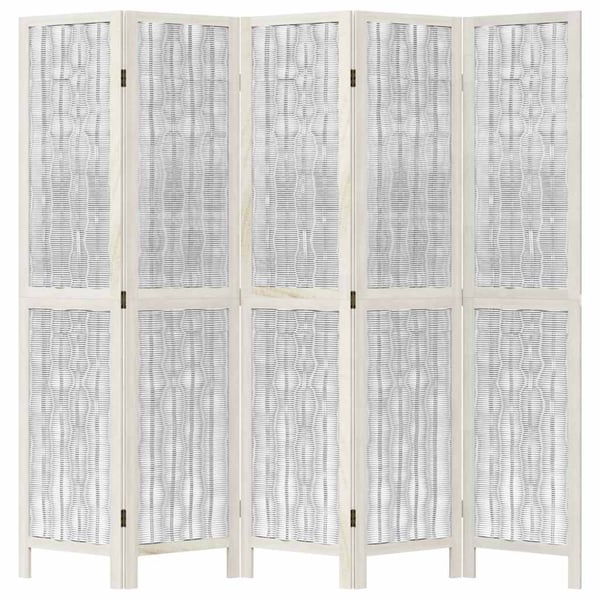 vidaXL Romdeler 5 paneler hvit heltre keisertre