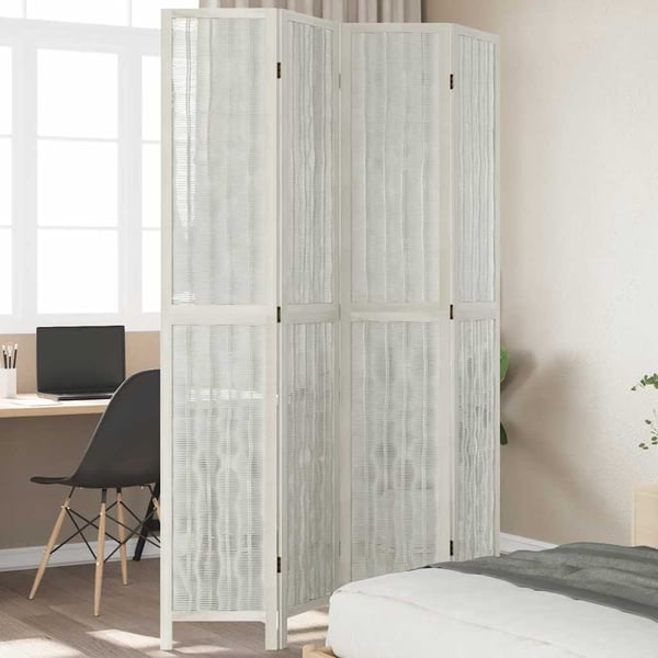 vidaXL Romdeler 4 paneler hvit heltre keisertre