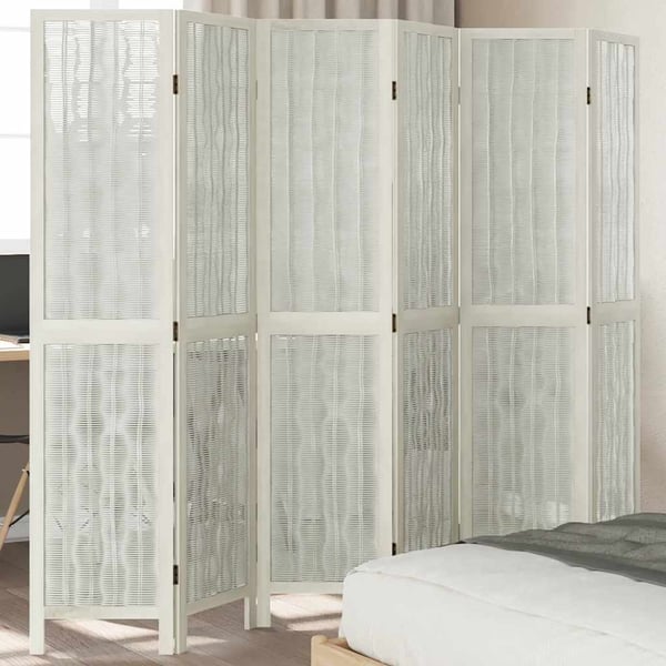 vidaXL Romdeler 6 paneler hvit heltre keisertre