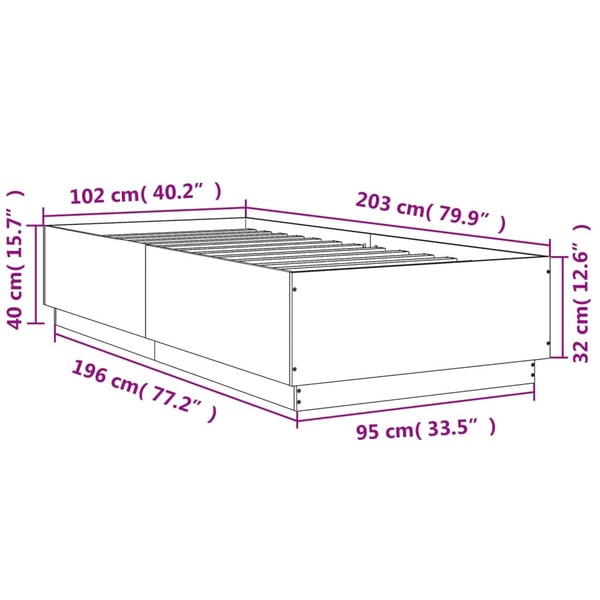 vidaXL Sengeramme betonggrå 100x200 cm konstruert tre