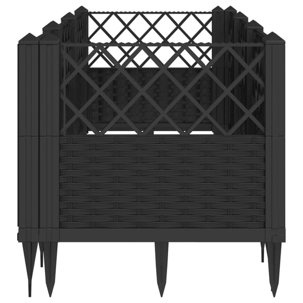 vidaXL plantekasse med spyd 123,5x43,5x43,5 cm PP sort