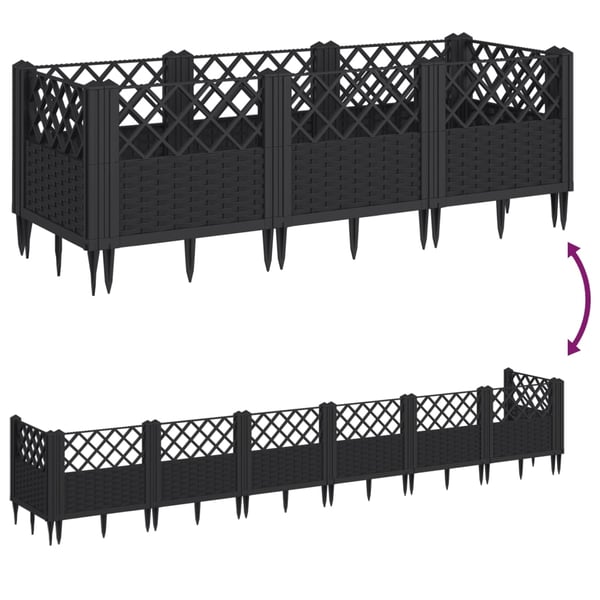 vidaXL plantekasse med spyd 123,5x43,5x43,5 cm PP sort