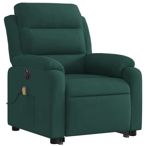 vidaXL massagestol med løftefunktion velour mørkegrøn