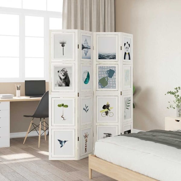 vidaXL Romdeler 4 paneler hvit heltre keisertre