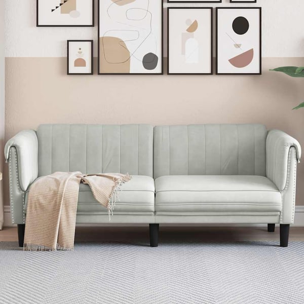 vidaXL 2-personers sofa velour lysegrå