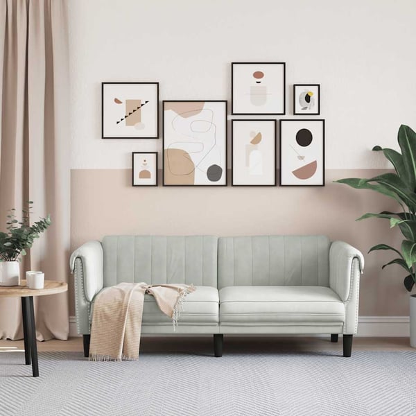 vidaXL 2-personers sofa velour lysegrå